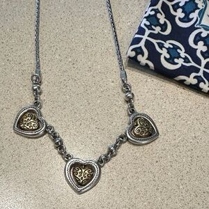 Brighton Triple Spinning Hearts Gold/ Silver Pendant Necklace